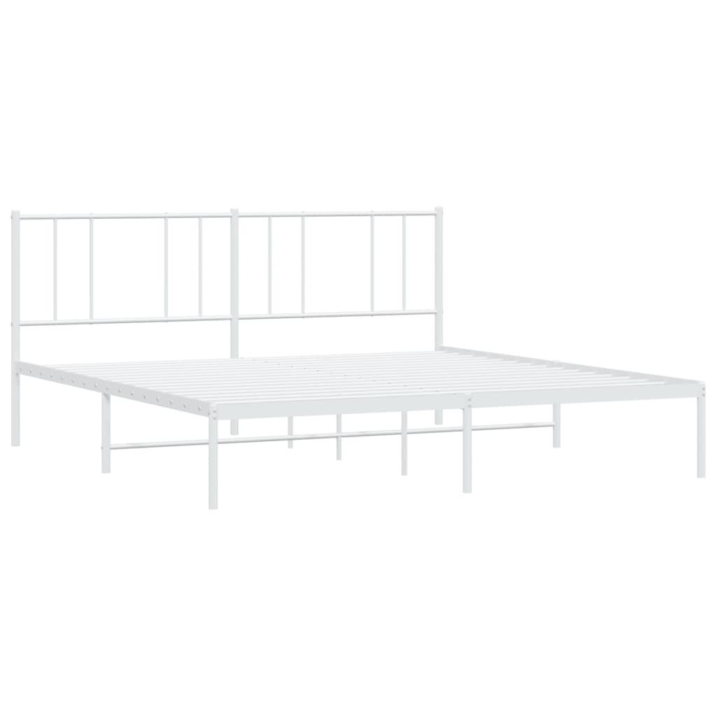 Metal Bed Frame with Headboard White 76"x79.9" at Set Shop and Smile