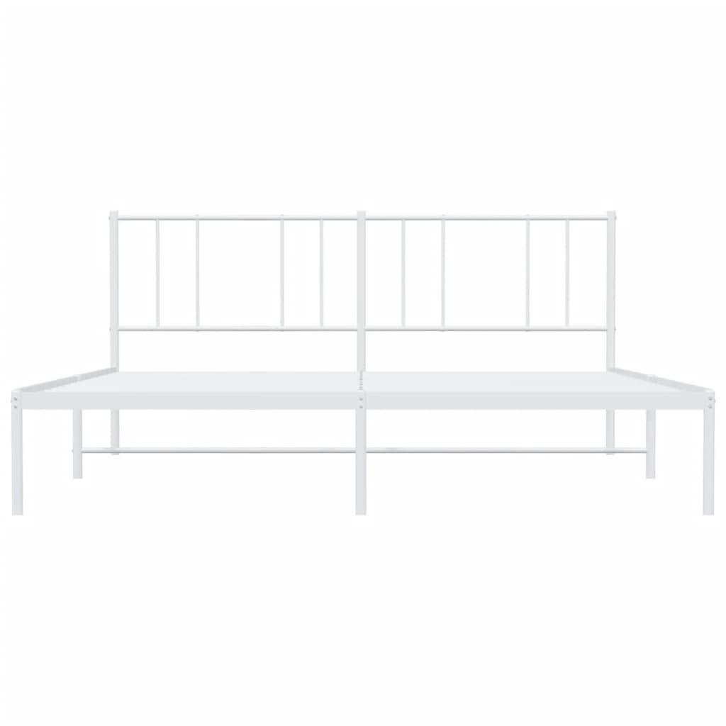 Metal Bed Frame with Headboard White 76"x79.9" at Set Shop and Smile