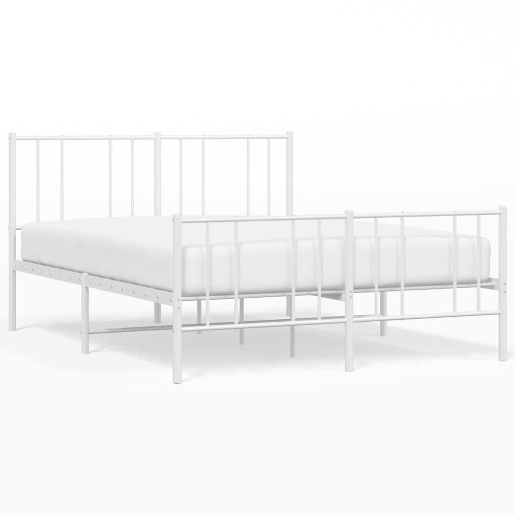 Metal Bed Frame with Headboard and Footboard White 59.8"x78.7" at Set Shop and Smile