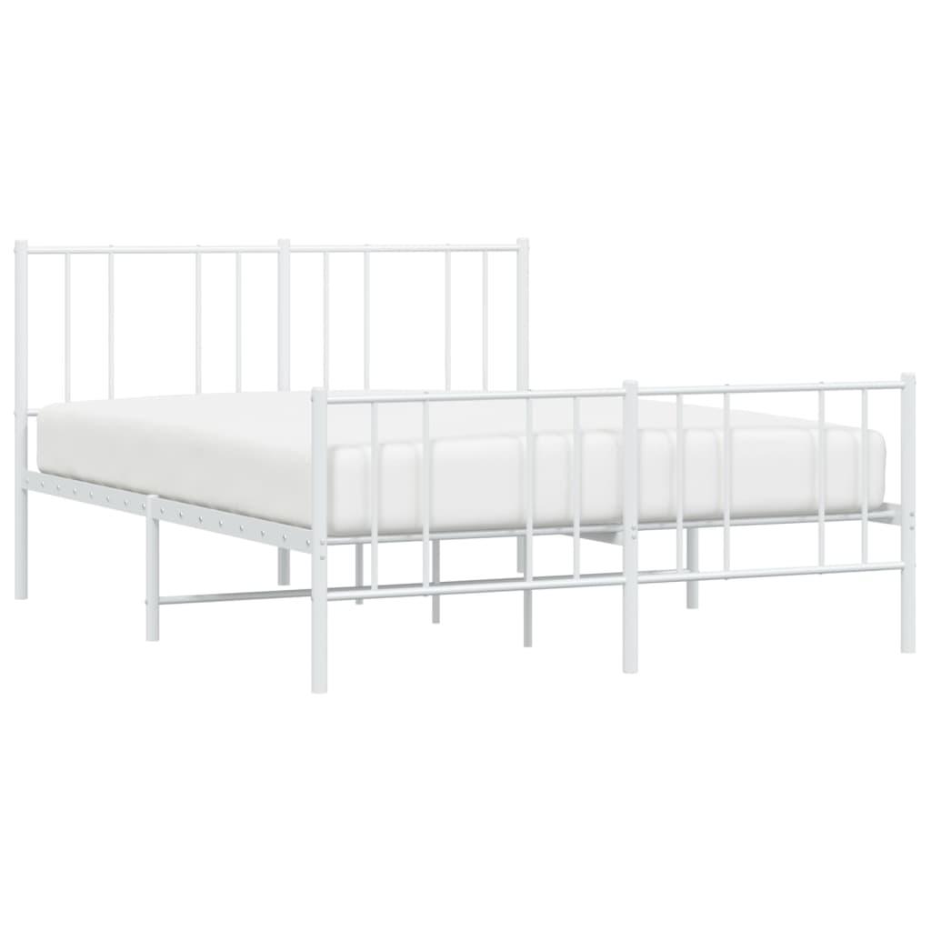 Metal Bed Frame with Headboard and Footboard White 59.8"x78.7" at Set Shop and Smile
