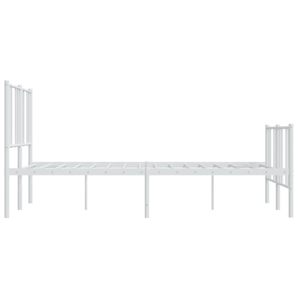 Metal Bed Frame with Headboard and Footboard White 59.8"x78.7" at Set Shop and Smile