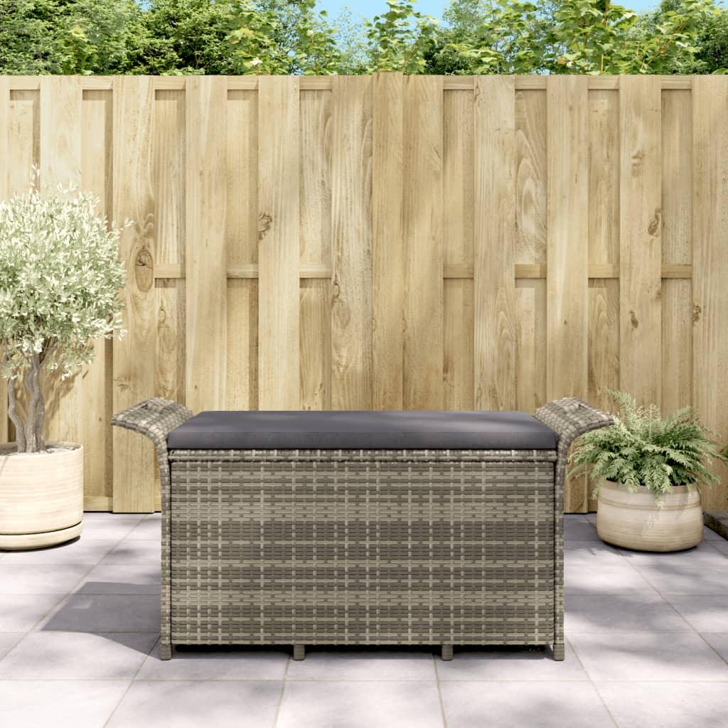 Patio Bench with Cushion Gray 45.7"x18.1"x22.4" Poly Rattan at Set Shop and Smile