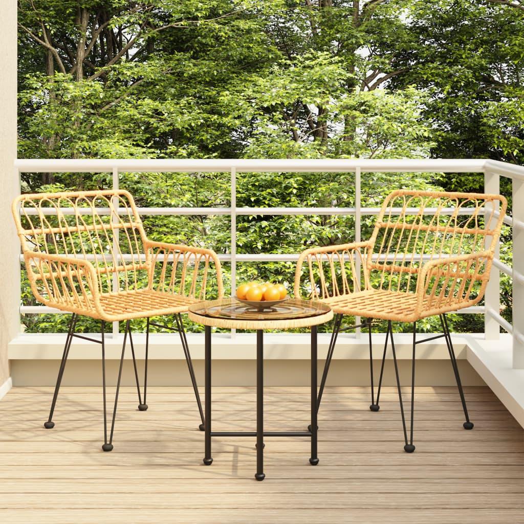 3 Piece Patio Dining Set Poly Rattan at Set Shop and Smile