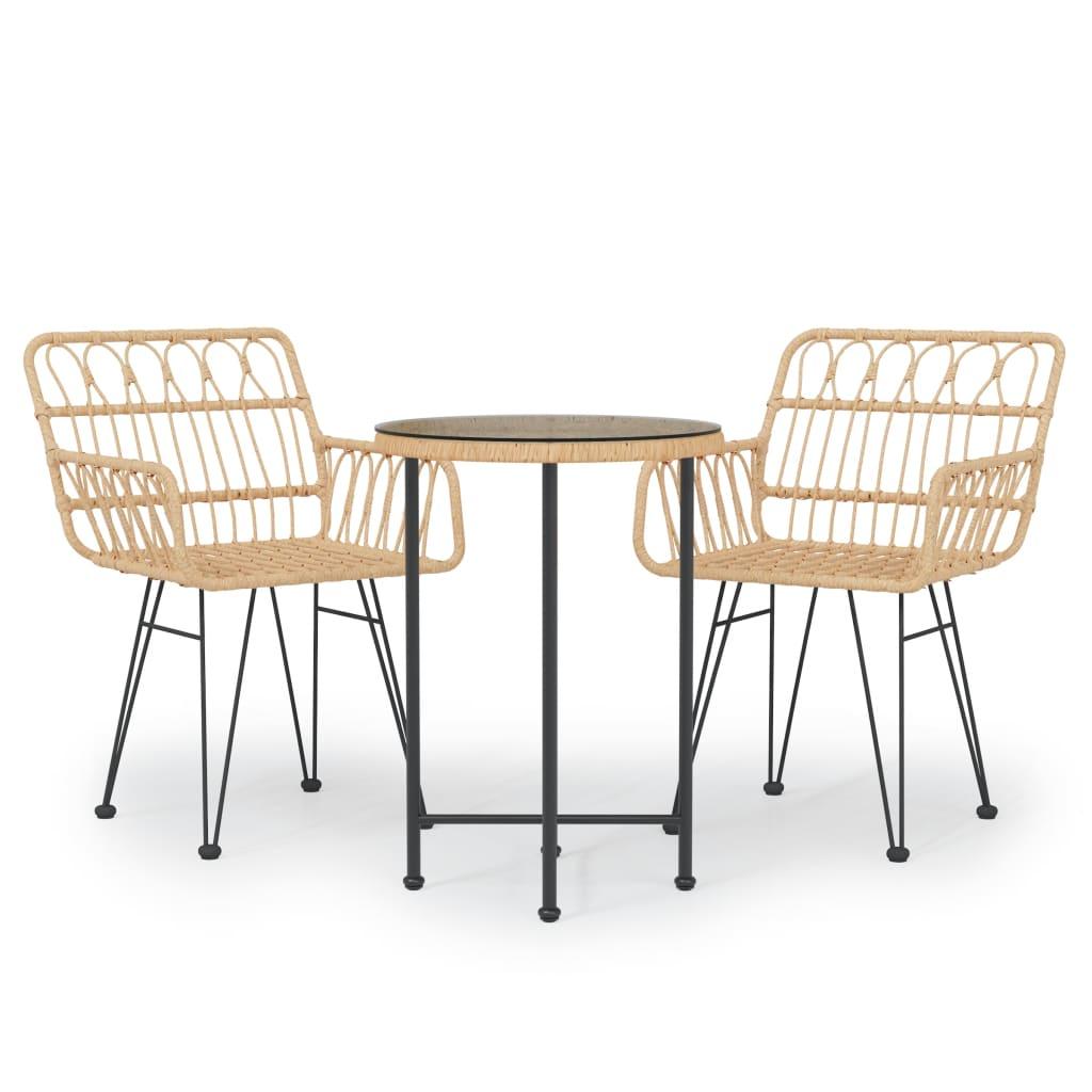 3 Piece Patio Dining Set Poly Rattan at Set Shop and Smile