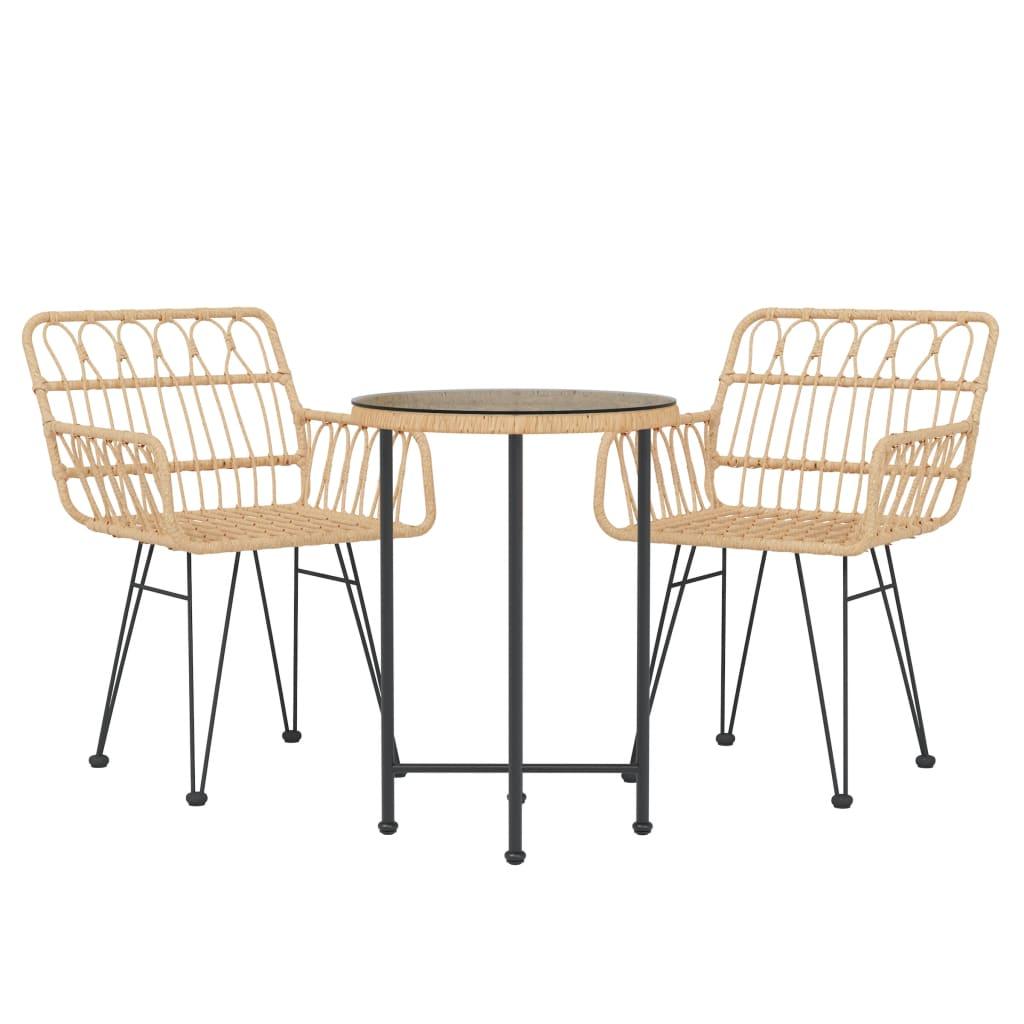 3 Piece Patio Dining Set Poly Rattan at Set Shop and Smile