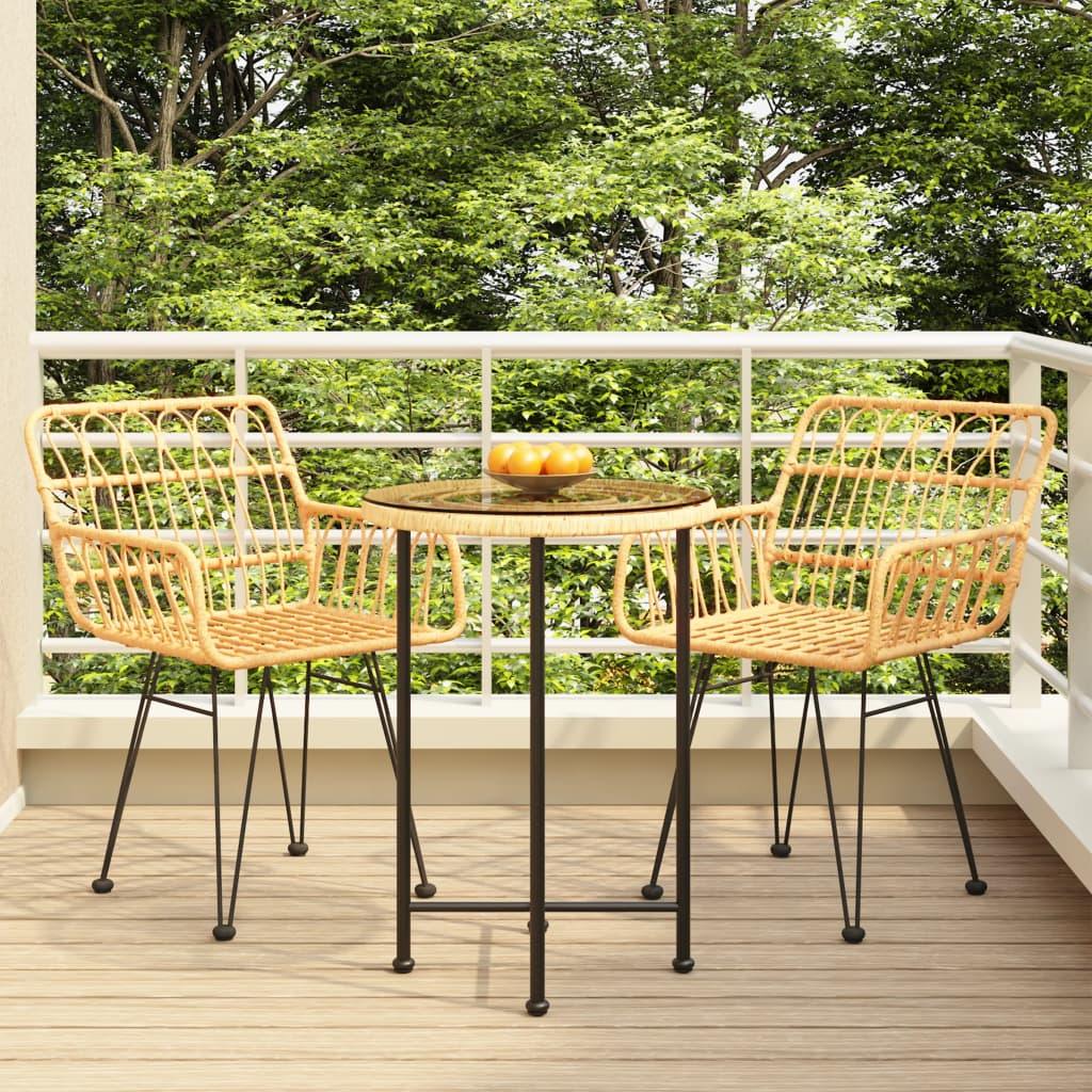 3 Piece Patio Dining Set Poly Rattan at Set Shop and Smile