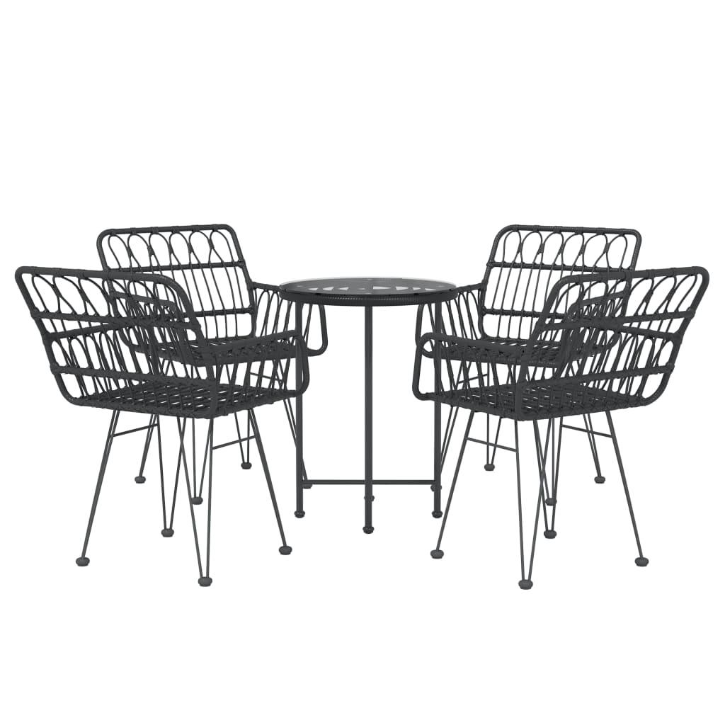 5 Piece Patio Dining Set Black Poly Rattan at Set Shop and Smile
