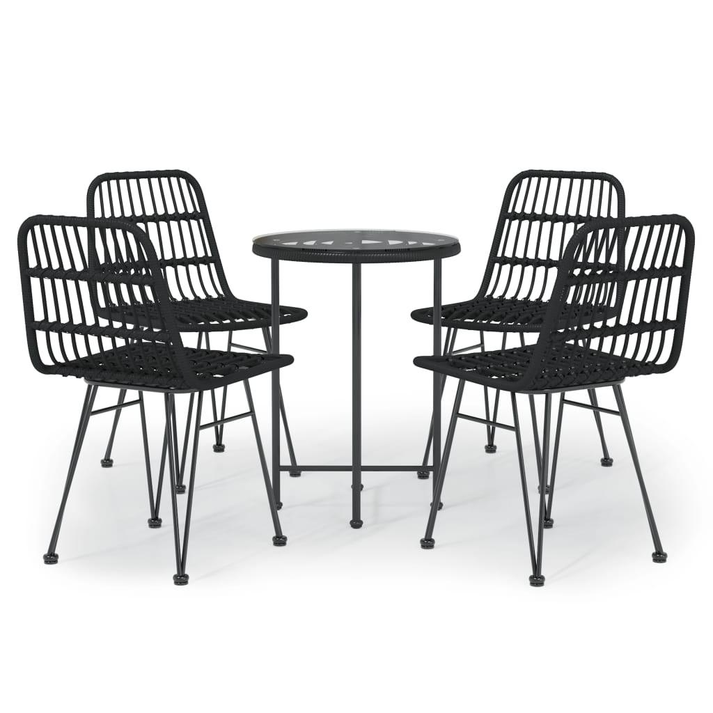 5 Piece Patio Dining Set Black Poly Rattan at Set Shop and Smile