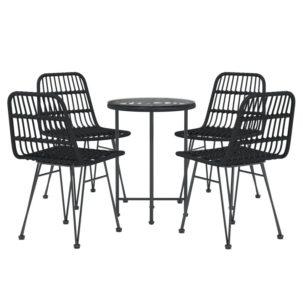 5 Piece Patio Dining Set Black Poly Rattan at Set Shop and Smile