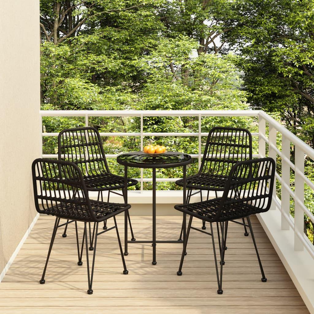 5 Piece Patio Dining Set Black Poly Rattan at Set Shop and Smile