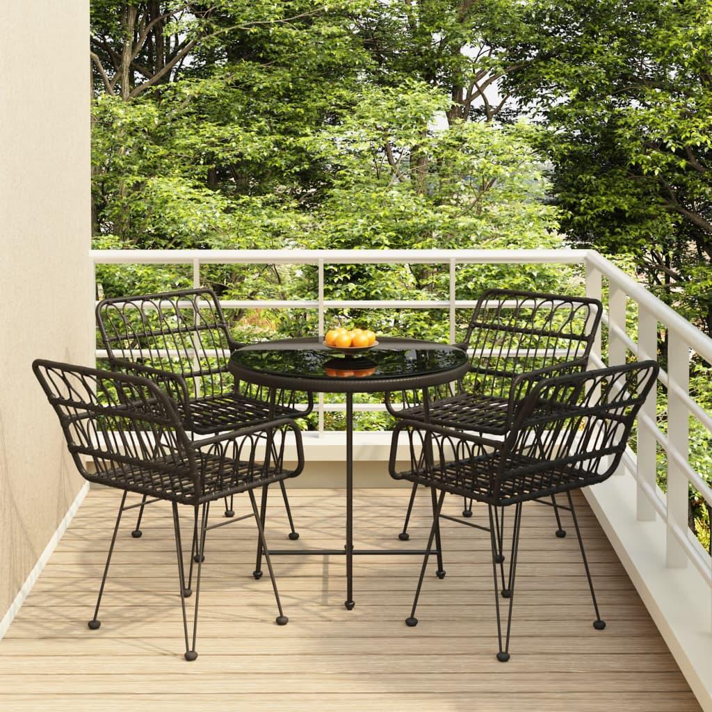 5 Piece Patio Dining Set Black Poly Rattan at Set Shop and Smile