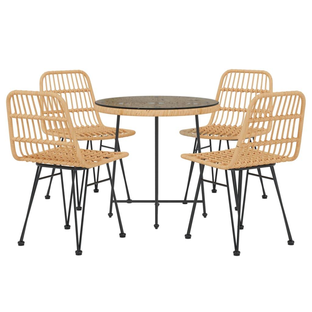 5 Piece Patio Dining Set Poly Rattan at Set Shop and Smile