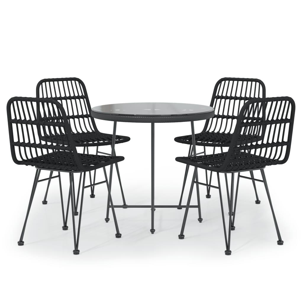 5 Piece Patio Dining Set Black Poly Rattan at Set Shop and Smile