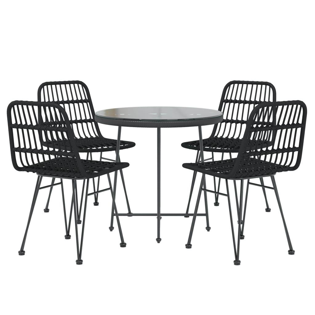 5 Piece Patio Dining Set Black Poly Rattan at Set Shop and Smile