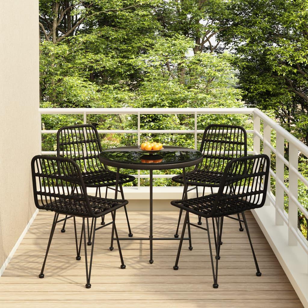 5 Piece Patio Dining Set Black Poly Rattan at Set Shop and Smile