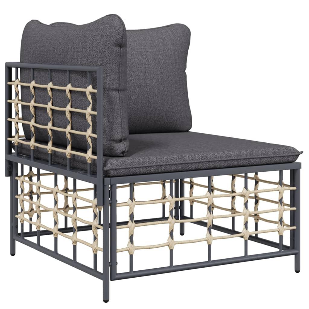 3 Piece Patio Lounge Set with Cushions Anthracite Poly Rattan at Set Shop and Smile