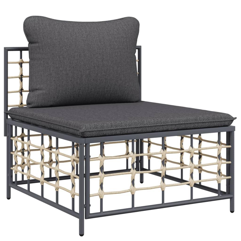 3 Piece Patio Lounge Set with Cushions Anthracite Poly Rattan at Set Shop and Smile