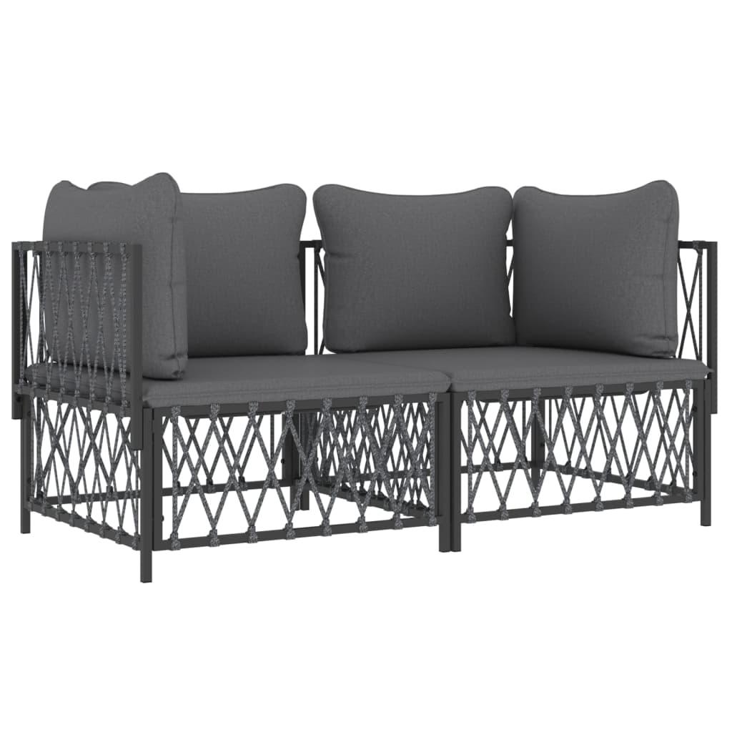 2 Piece Patio Lounge Set with Cushions Anthracite Steel at Set Shop and Smile