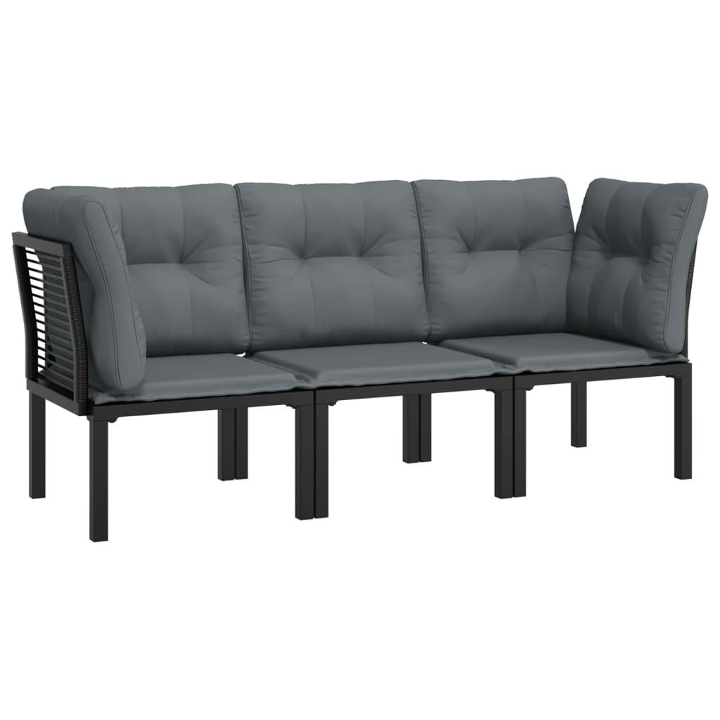 3 Piece Patio Lounge Set Black and Gray Poly Rattan at Set Shop and Smile