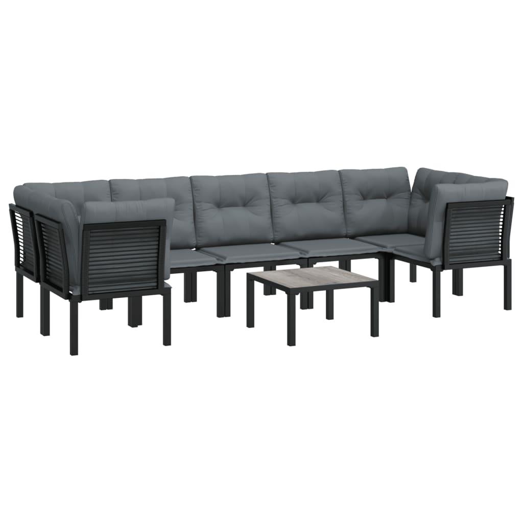 8 Piece Patio Lounge Set Black and Gray Poly Rattan at Set Shop and Smile