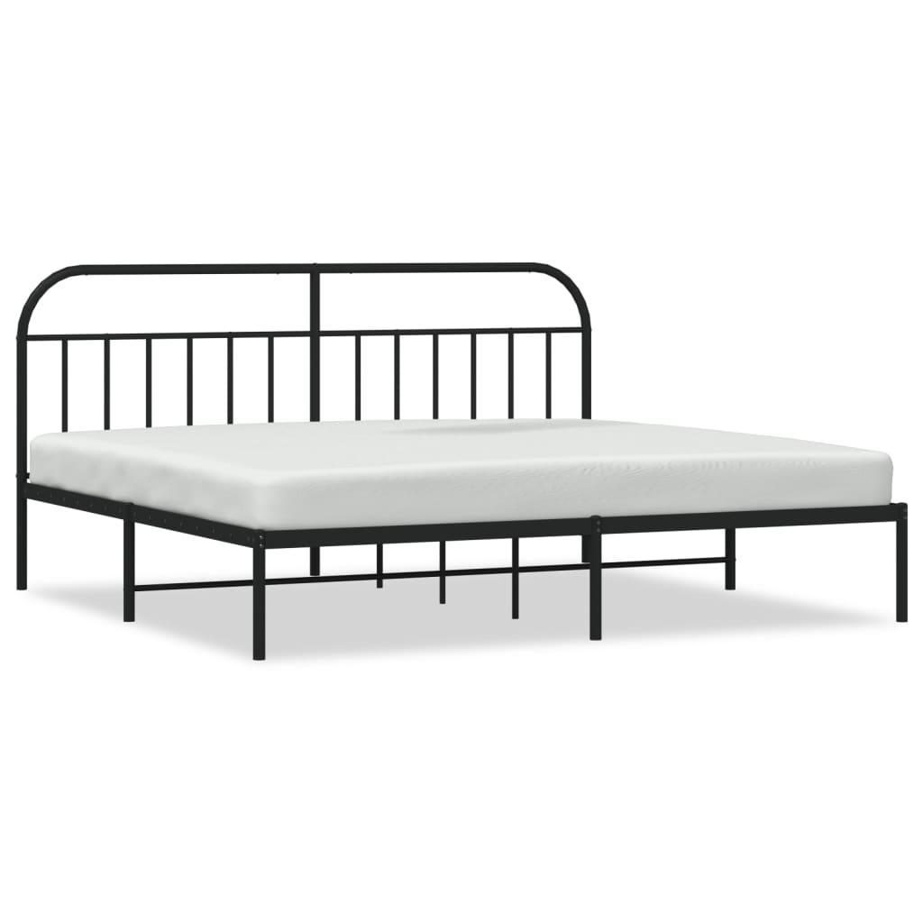 Metal Bed Frame with Headboard Black 76"x79.9" at Set Shop and Smile