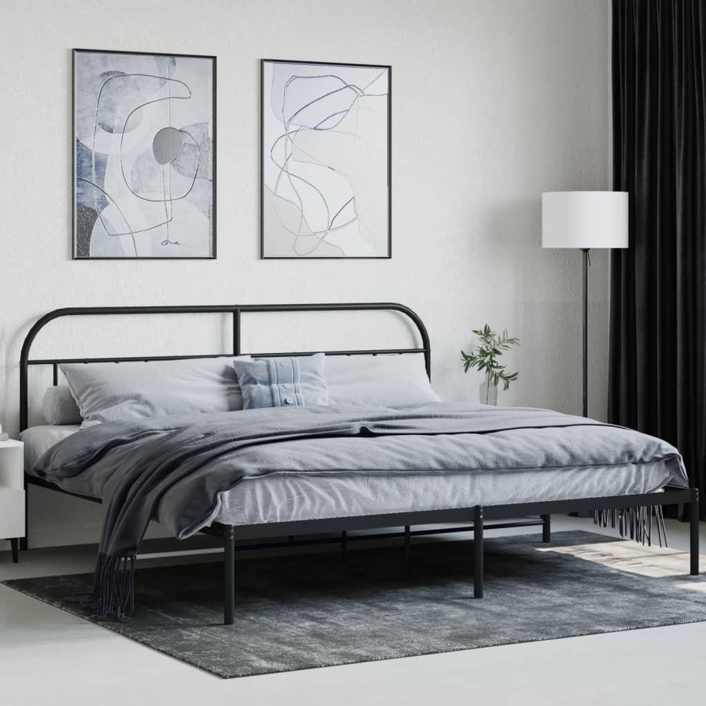 Metal Bed Frame with Headboard Black 76"x79.9" at Set Shop and Smile