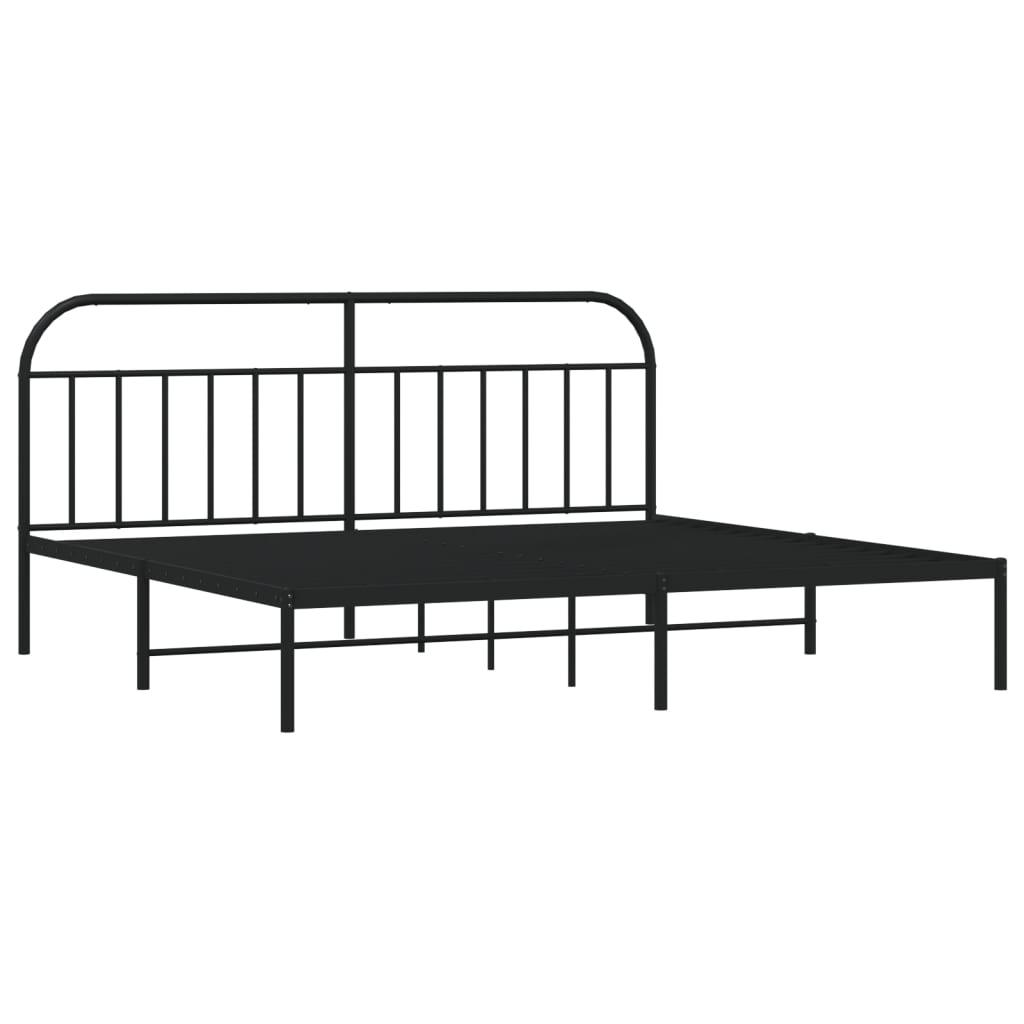 Metal Bed Frame with Headboard Black 76"x79.9" at Set Shop and Smile