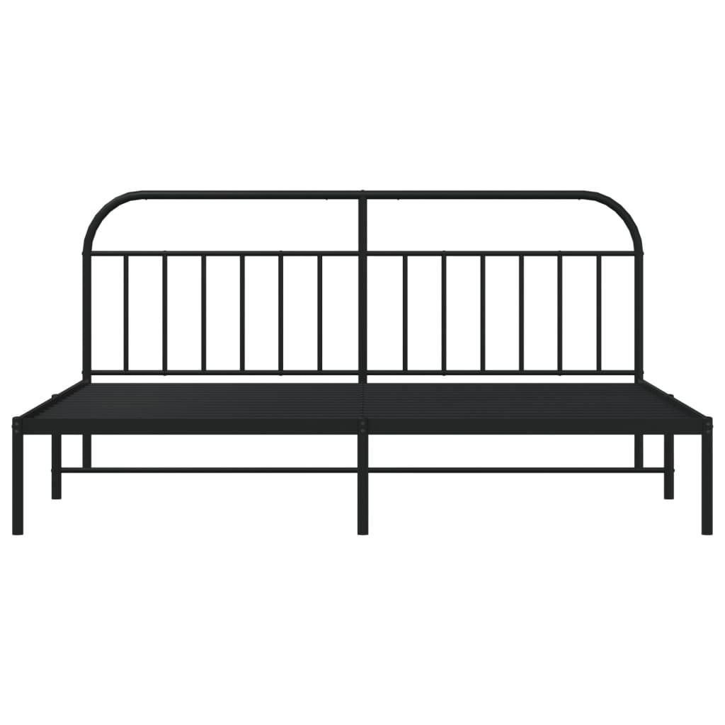 Metal Bed Frame with Headboard Black 76"x79.9" at Set Shop and Smile