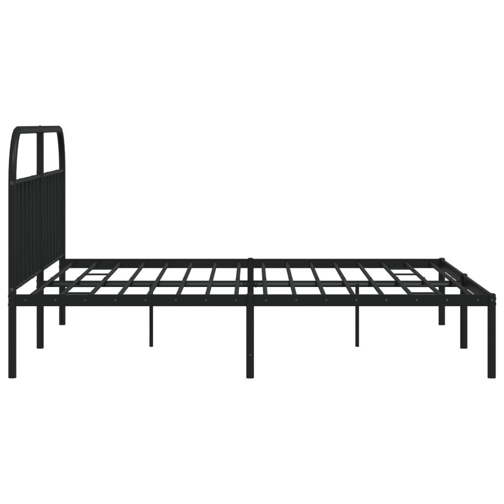 Metal Bed Frame with Headboard Black 76"x79.9" at Set Shop and Smile