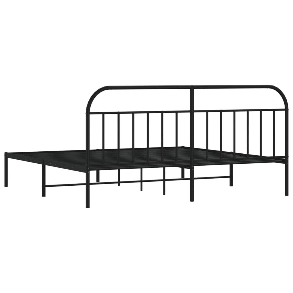 Metal Bed Frame with Headboard Black 76"x79.9" at Set Shop and Smile