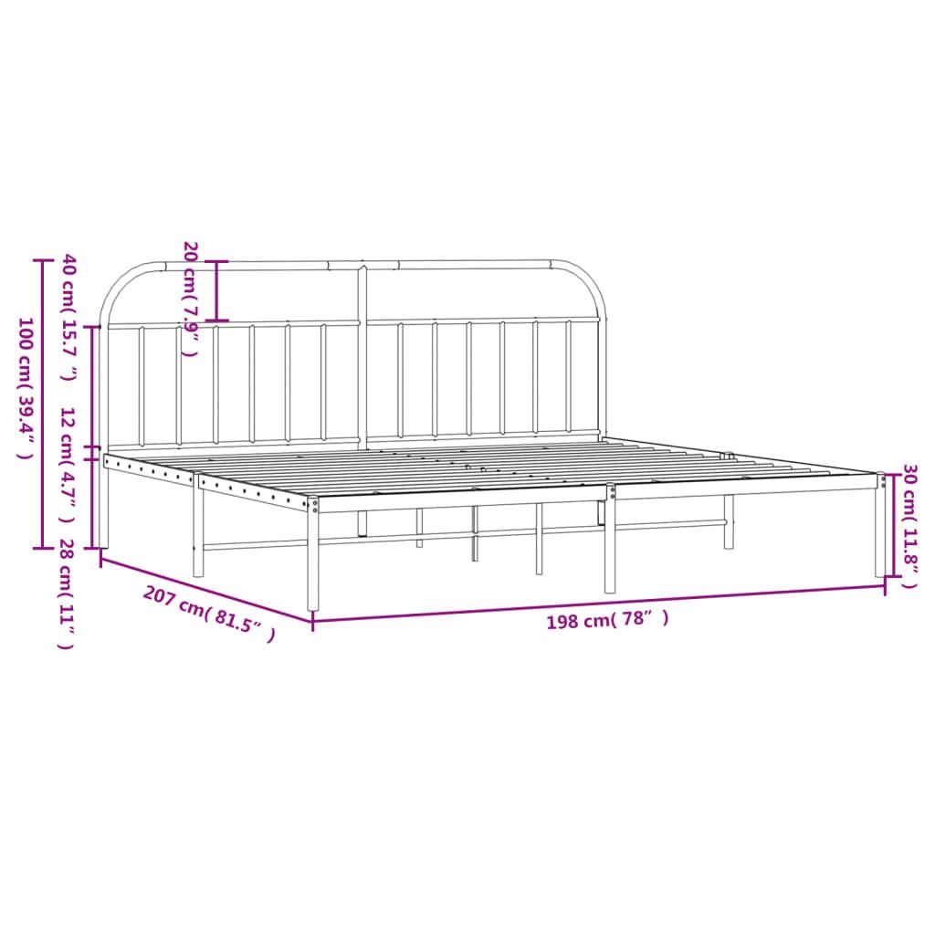 Metal Bed Frame with Headboard Black 76"x79.9" at Set Shop and Smile