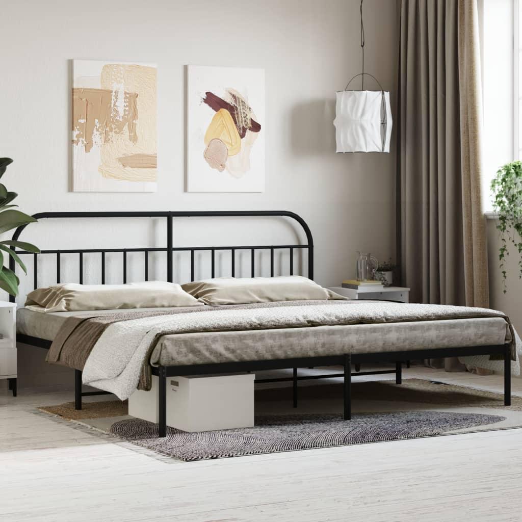Metal Bed Frame with Headboard Black 76"x79.9" at Set Shop and Smile