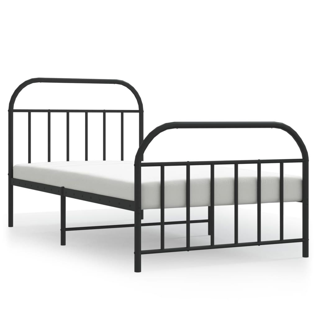 Metal Bed Frame with Headboard and Footboard Black 39.4"x78.7" at Set Shop and Smile
