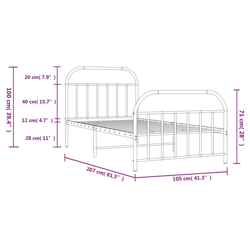 Metal Bed Frame with Headboard and Footboard Black 39.4"x78.7" at Set Shop and Smile