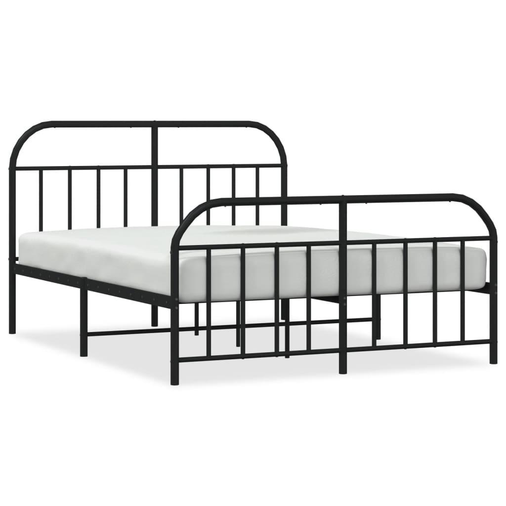 Metal Bed Frame with Headboard and Footboard Black 53.9"x74.8" at Set Shop and Smile