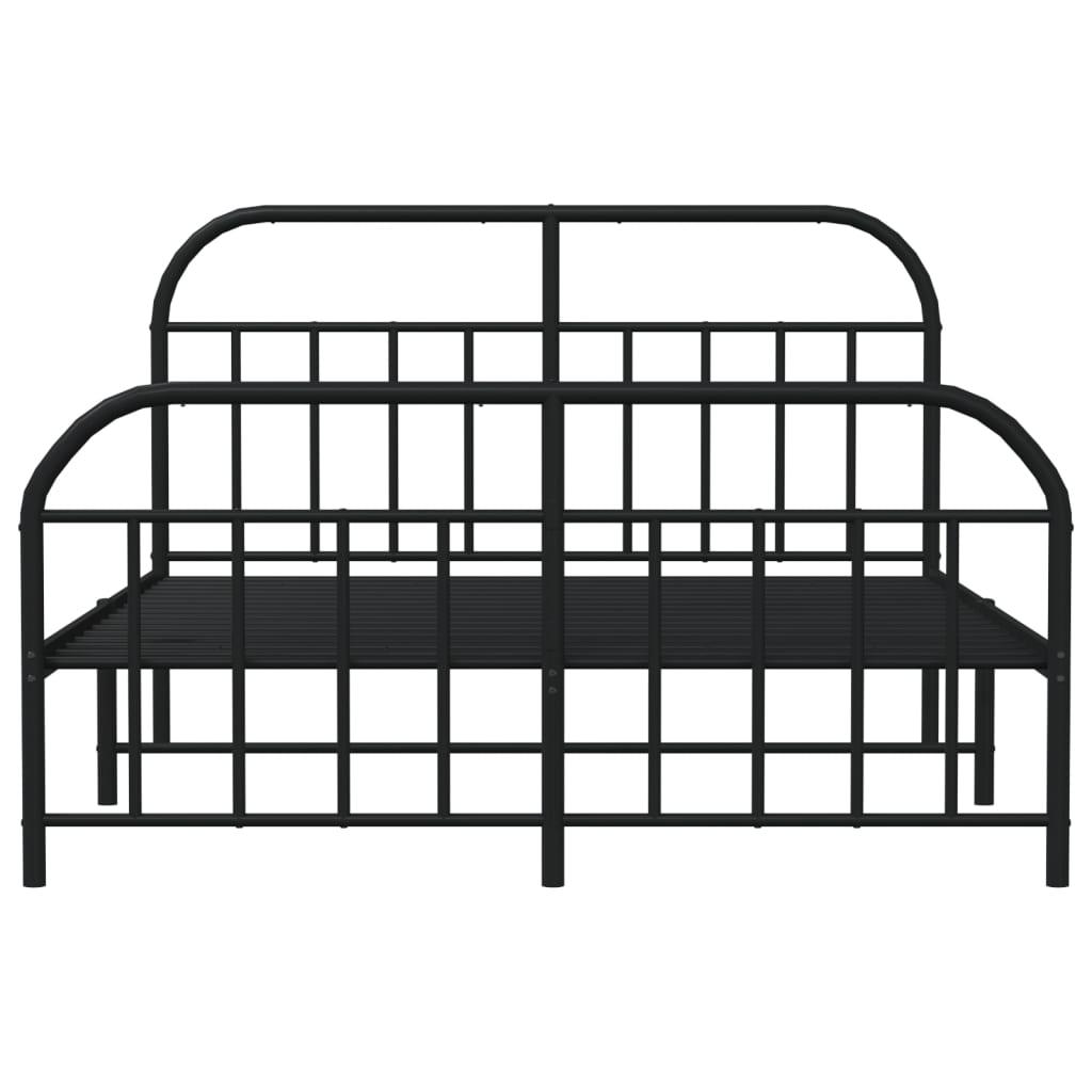 Metal Bed Frame with Headboard and Footboard Black 53.9"x74.8" at Set Shop and Smile