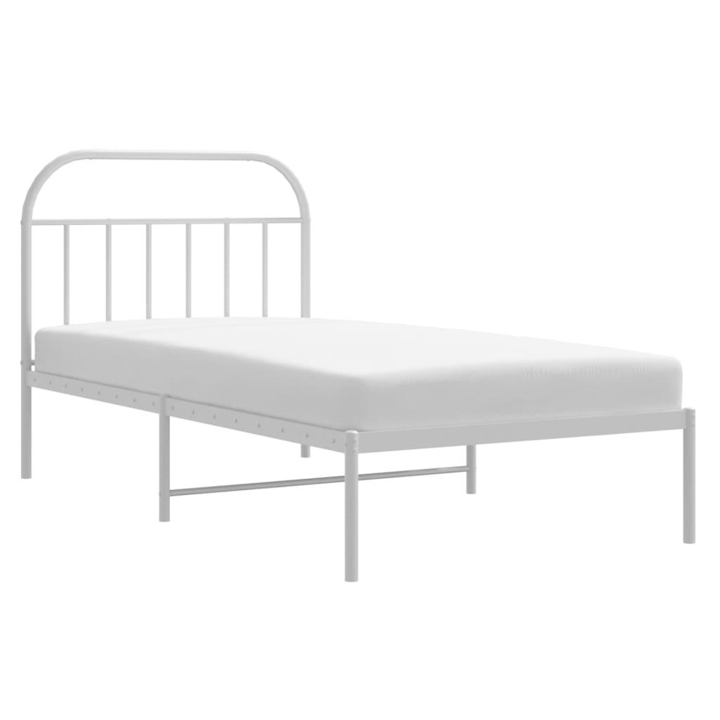 Metal Bed Frame with Headboard White 39.4"x78.7" at Set Shop and Smile
