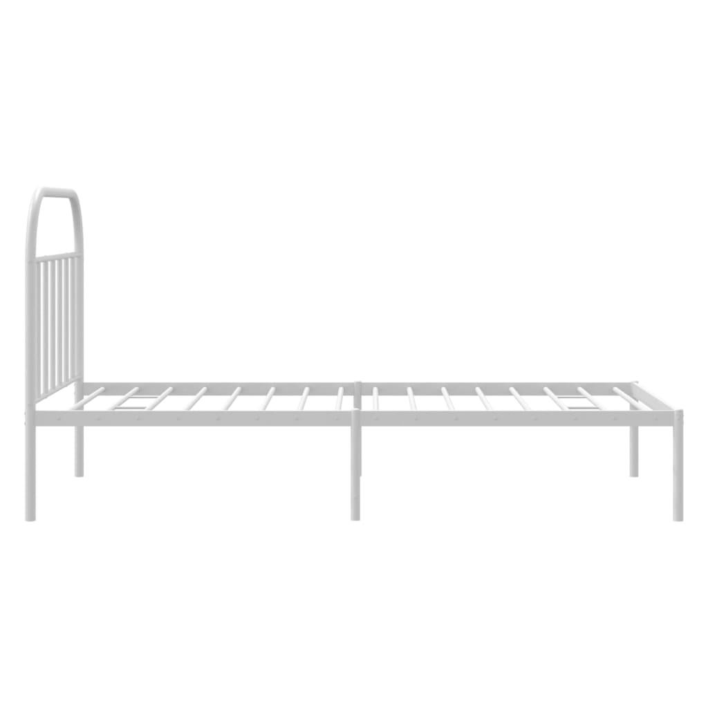 Metal Bed Frame with Headboard White 39.4"x78.7" at Set Shop and Smile