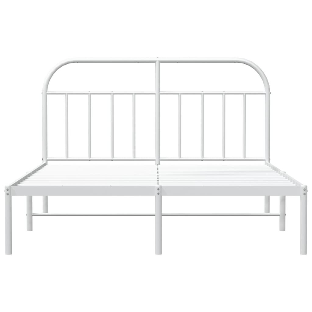 Metal Bed Frame with Headboard White 59.8"x78.7" at Set Shop and Smile