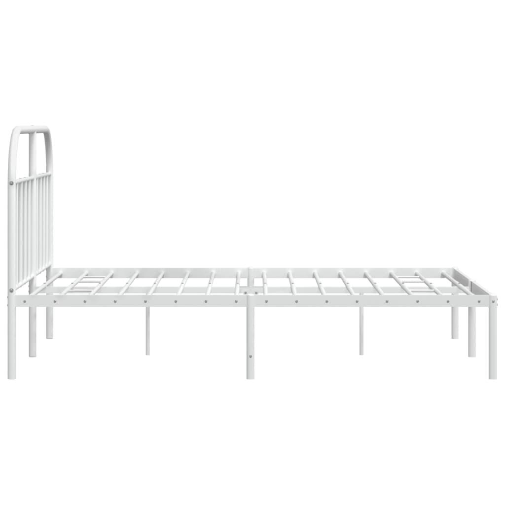 Metal Bed Frame with Headboard White 59.8"x78.7" at Set Shop and Smile