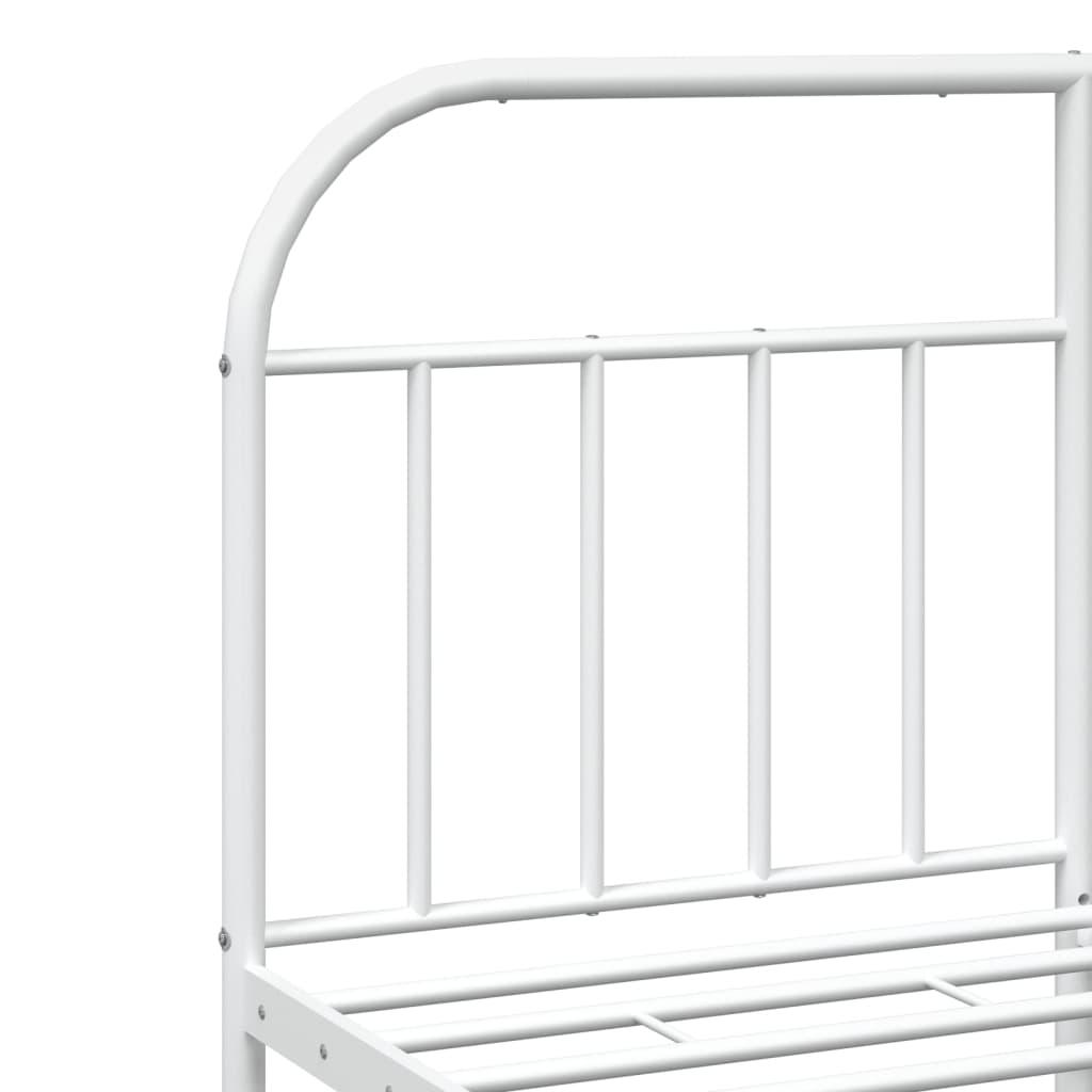 Metal Bed Frame with Headboard White 59.8"x78.7" at Set Shop and Smile