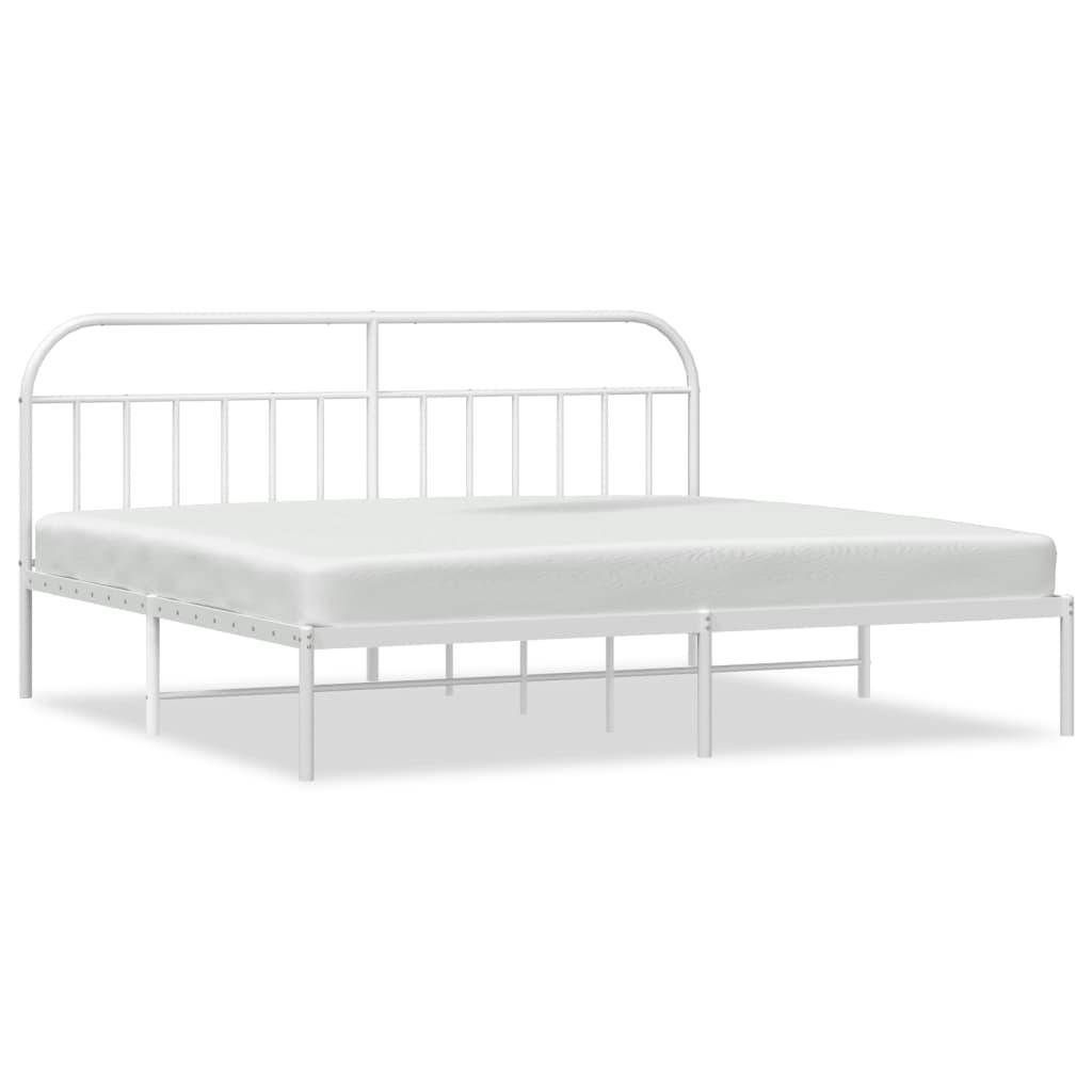 Metal Bed Frame with Headboard White 76"x79.9" at Set Shop and Smile