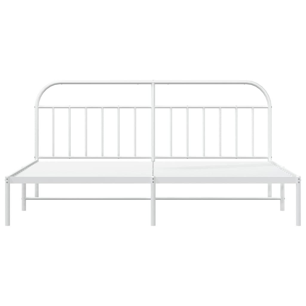 Metal Bed Frame with Headboard White 76"x79.9" at Set Shop and Smile