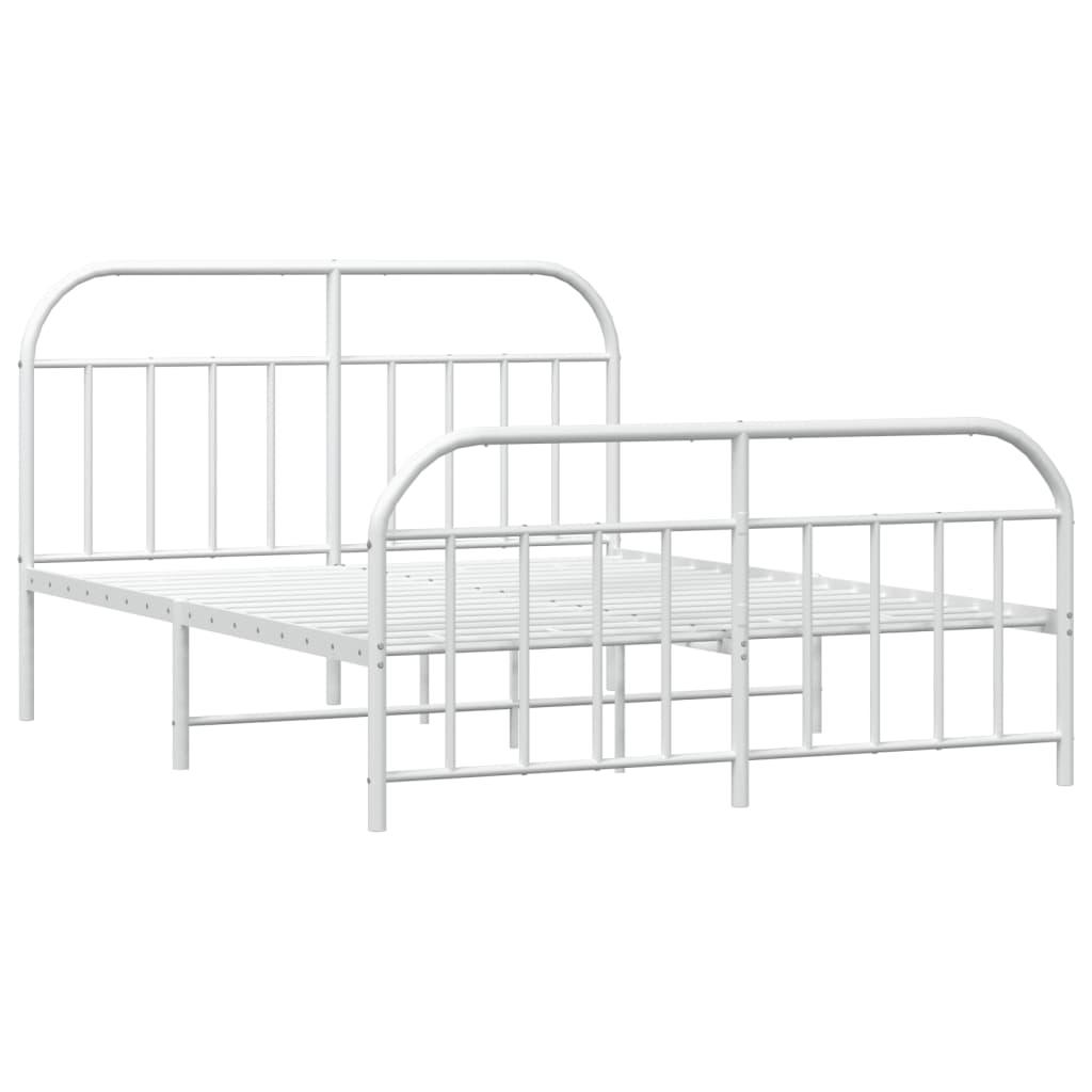 Metal Bed Frame with Headboard and Footboard White 59.8"x78.7" at Set Shop and Smile