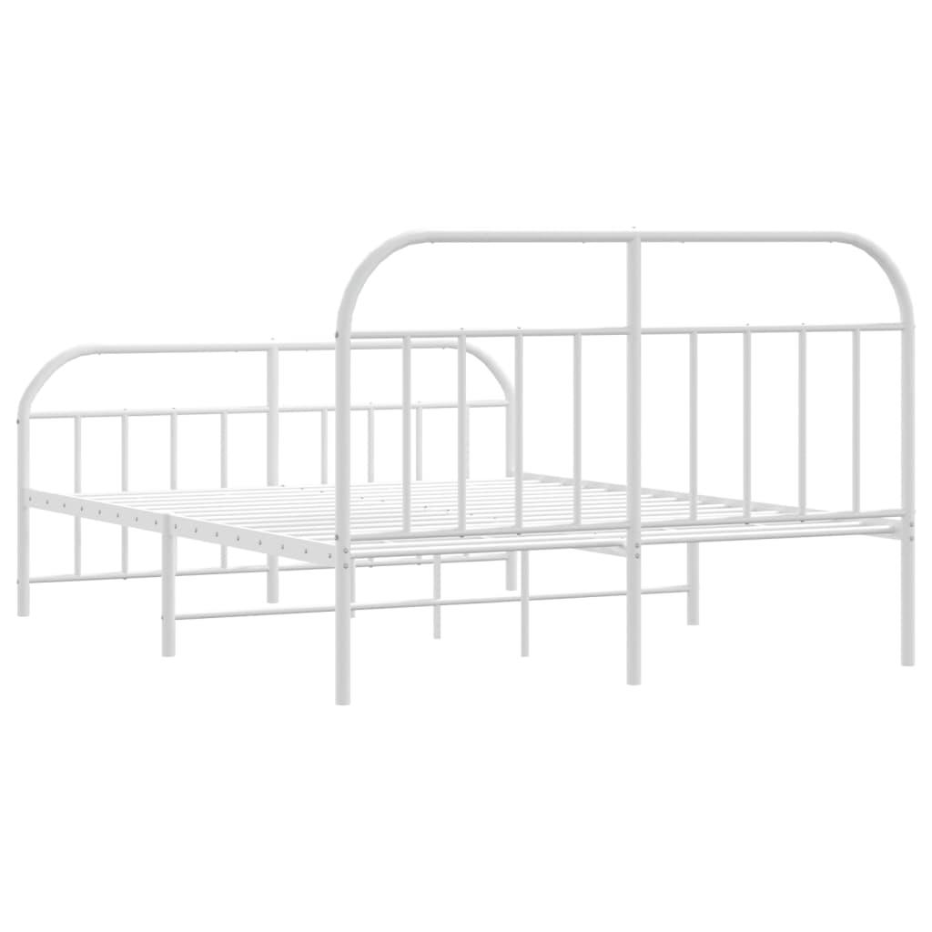 Metal Bed Frame with Headboard and Footboard White 59.8"x78.7" at Set Shop and Smile