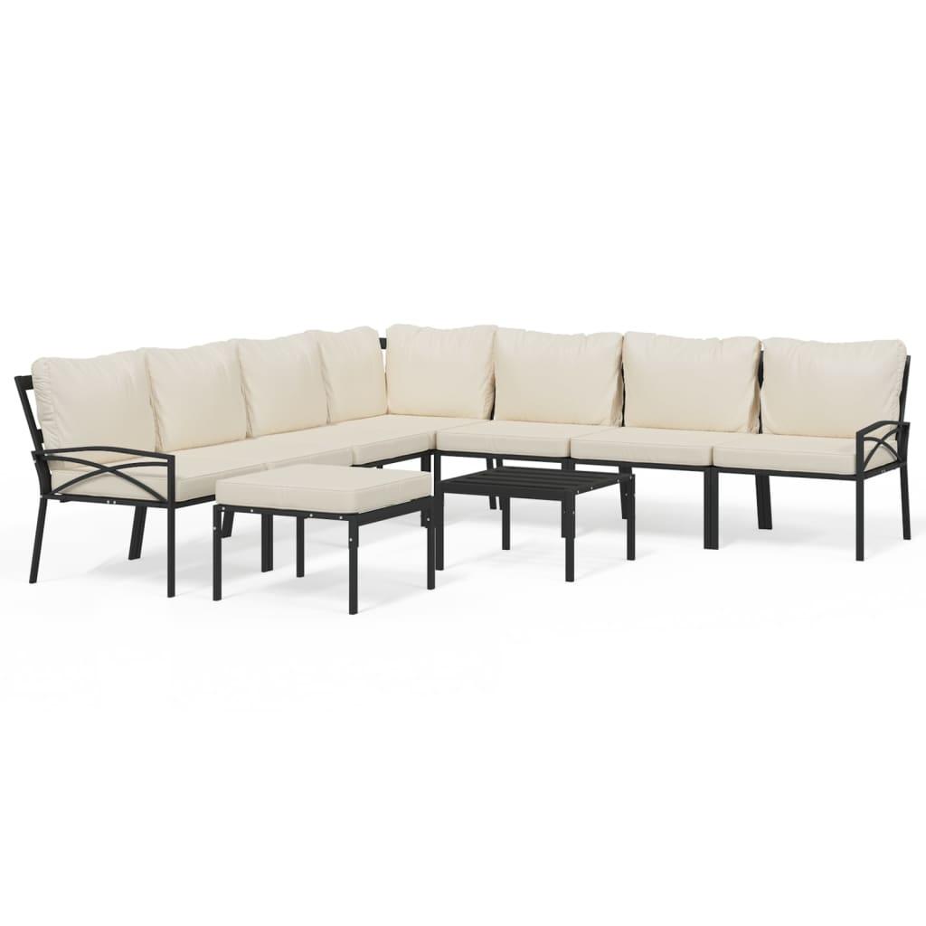 9 Piece Patio Lounge Set with Sand Cushions Steel at Set Shop and Smile