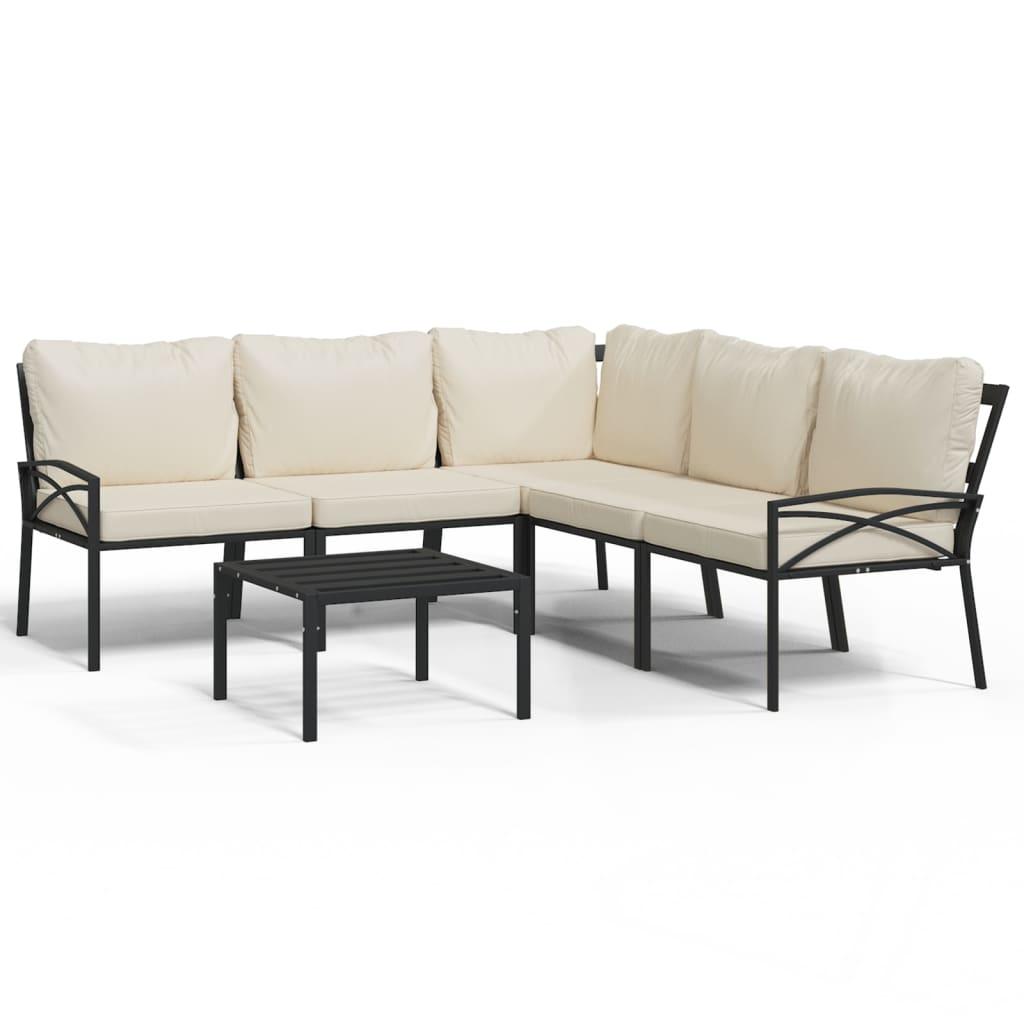 6 Piece Patio Lounge Set with Sand Cushions Steel at Set Shop and Smile