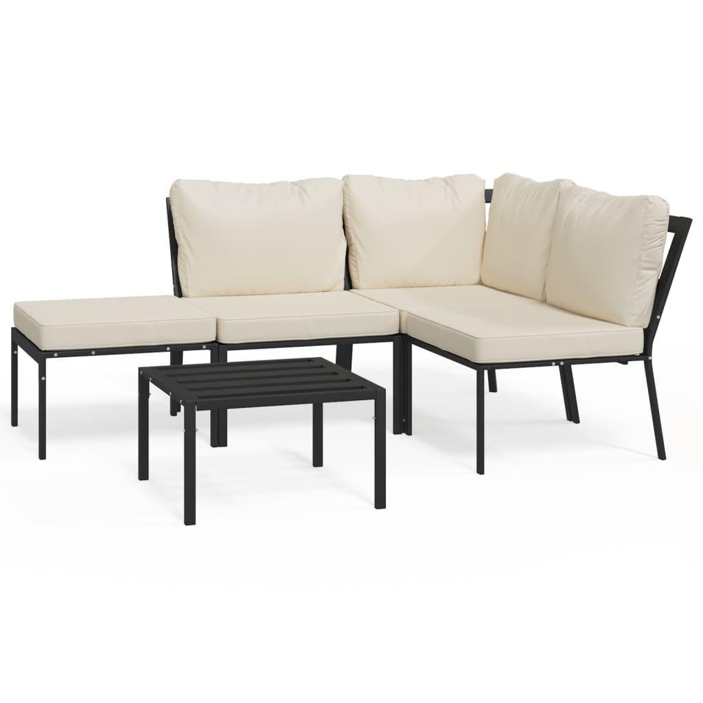 5 Piece Patio Lounge Set with Sand Cushions Steel at Set Shop and Smile
