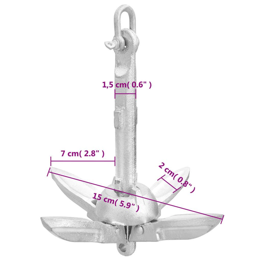 Folding Anchor Silver 1.5 lb Malleable Iron at Set Shop and Smile