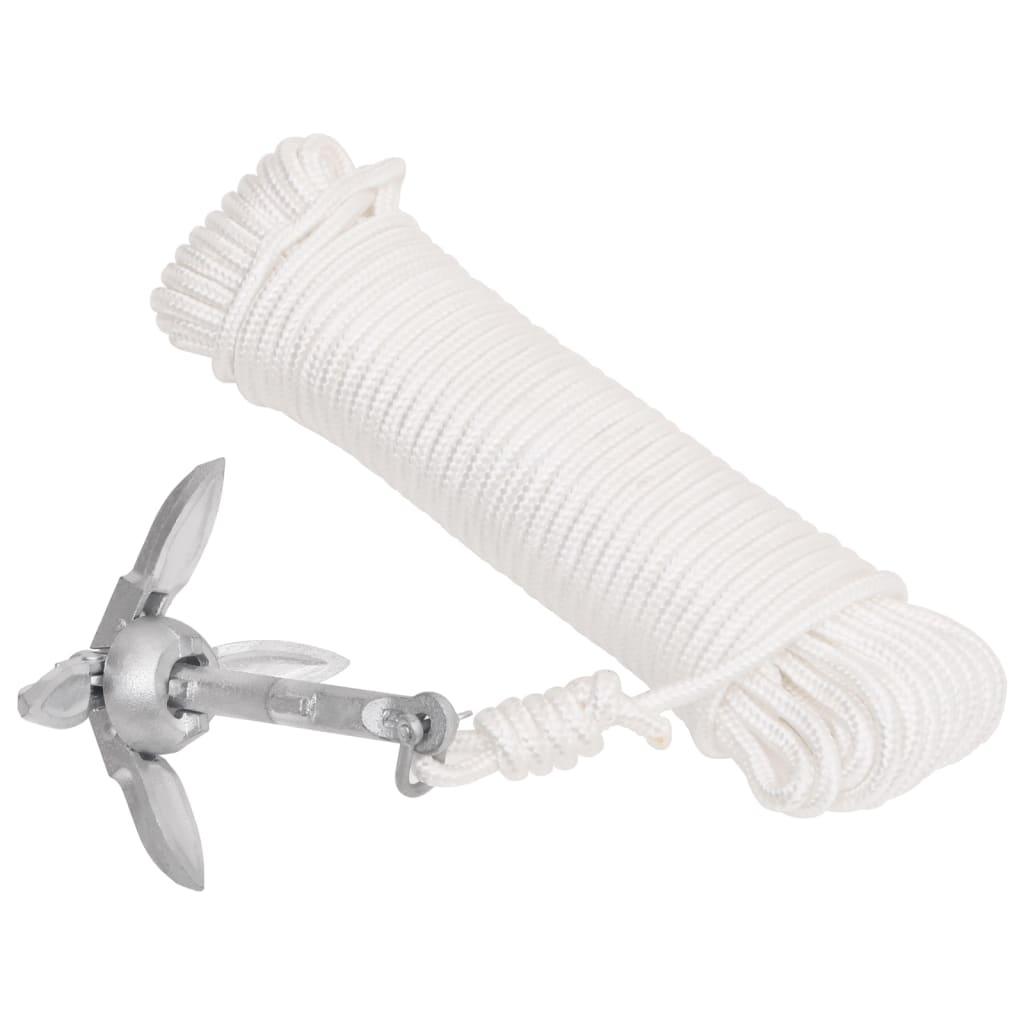 Folding Anchor with Rope Silver 1.5 lb Malleable Iron at Set Shop and Smile